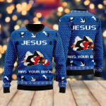 Jesus Has Your Back Jiu Jitsu Ugly Christmas Sweater | For Men & Women | Adult |