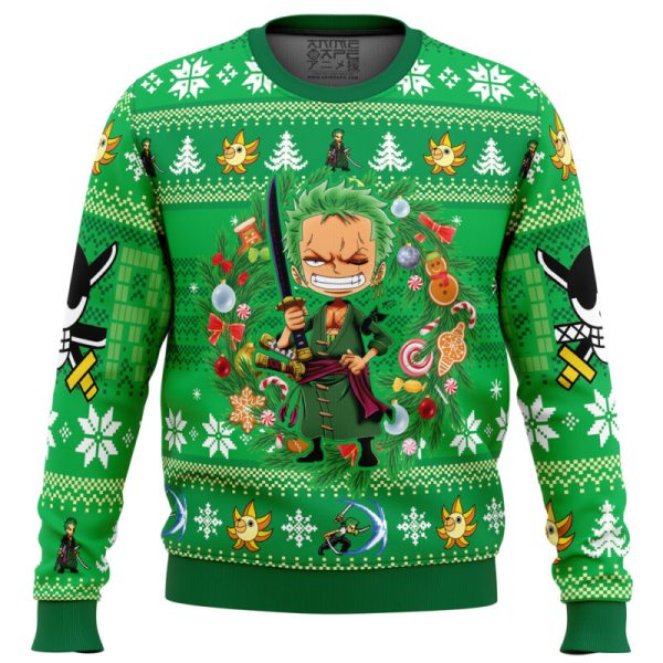 Christmas Zoro One Piece Ugly Christmas Sweater - Image 5