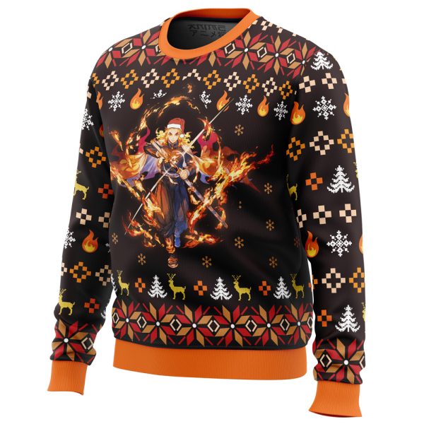 Fire Rengoku Demon Slayer Christmas Sweater - Image 2