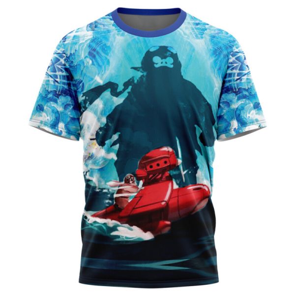 Trippy Porco Rosso Studio Ghibli T-Shirt - Image 3