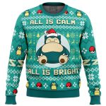 All is Calm All Bright Snorlax Pokemon Ugly Christmas Sweater - Image 4
