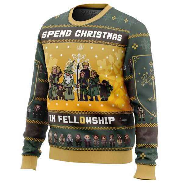 Spend Christmas in Fellowship The Lord of the Rings Ugly Christmas Sweater - Image 2