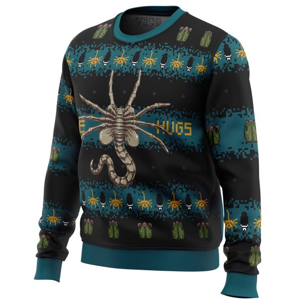 Free Hugs Alien Facehugger Ugly Christmas Sweater - Image 2