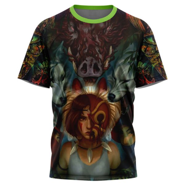 Trippy Princess Mononoke Studio Ghibli T-Shirt - Image 3