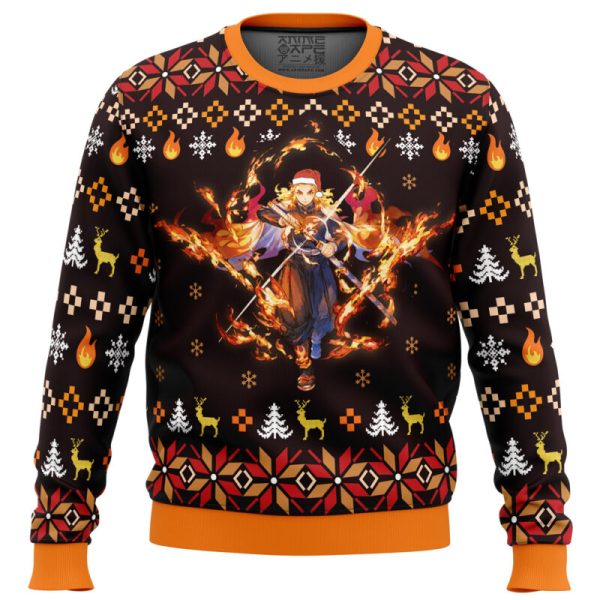 Fire Rengoku Demon Slayer Christmas Sweater - Image 5