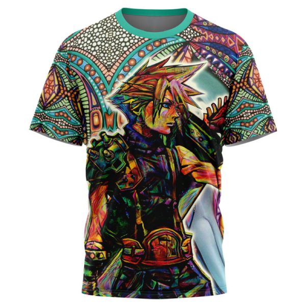Trippy Cloud Strife Final Fantasy 7 T-Shirt - Image 3