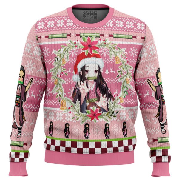 Christmas Nezuko Kamado Demon Slayer Ugly Christmas Sweater - Image 5