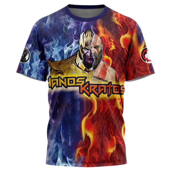 Tripping Thanos and Kratos Marvel T-Shirt - Image 3