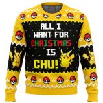 All I Want Picachu Pokemon Ugly Christmas Sweater - Image 3