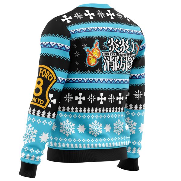 Christmas Flame Fire Force Ugly Christmas Sweater - Image 3